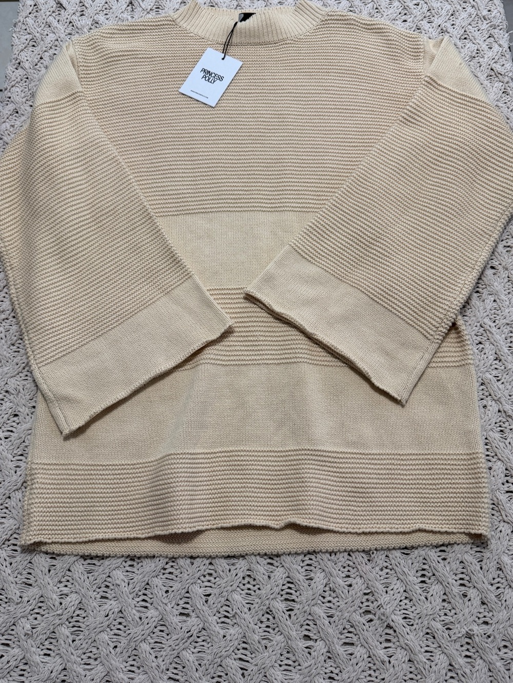 Princess Polly Oversized Cable Knit Sweater Mini Dress Cream